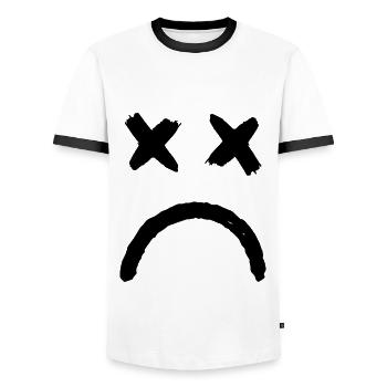 Smiley Crossed Eyed Sad Smiley - Männer Kontrast-T-Shirt - Weiß/Schwarz - Vorne - AI Model Female 172 light (172cm) & AI Model Male 178 dark (178cm)