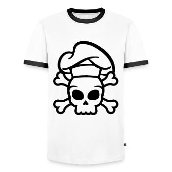 Koch Skull Chef’s Hat Cooking - T-shirt contrasté Homme - blanc/noir - Devant - AI Model Female 172 light (172cm) & AI Model Male 178 dark (178cm)