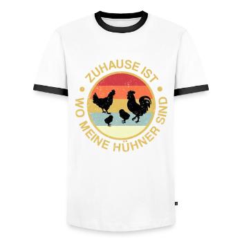 Zuhause ist wo meine Hühner sind - Männer Kontrast-T-Shirt - Weiß/Schwarz - Vorne - AI Model Female 172 light (172cm) & AI Model Male 178 dark (178cm)