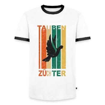 Pigeon breeders - Men's Ringer Shirt - white/black - Front - AI Model Female 172 light (172cm) & AI Model Male 178 dark (178cm)