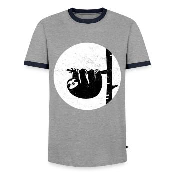 sloth - Men's Ringer Shirt - grey/navy  - Front - AI Model Female 172 light (172cm) & AI Model Male 178 light (178cm)