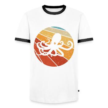 Octopus octopus gift idea - Men's Ringer Shirt - white/black - Front - AI Model Female 172 light (172cm) & AI Model Male 178 dark (178cm)