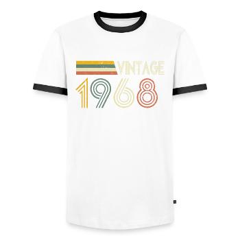 Geboren 1968 Geschenkidee - Männer Kontrast-T-Shirt - Weiß/Schwarz - Vorne - AI Model Female 172 light (172cm) & AI Model Male 178 dark (178cm)