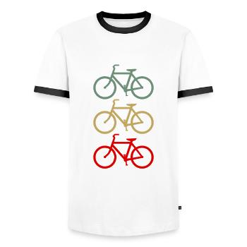 Fahrrad Bike Rad Velo Drahtesel Geschenkidee retro - Männer Kontrast-T-Shirt - Weiß/Schwarz - Vorne - AI Model Female 172 light (172cm) & AI Model Male 178 dark (178cm)
