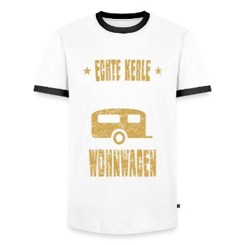 Wohnwagen Urlaub Geschenkidee - Männer Kontrast-T-Shirt - Weiß/Schwarz - Vorne - AI Model Female 172 light (172cm) & AI Model Male 178 dark (178cm)
