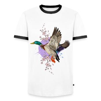 ente veri peri duck collection duck lovers - Men's Ringer Shirt - white/black - Front - AI Model Female 172 light (172cm) & AI Model Male 178 dark (178cm)