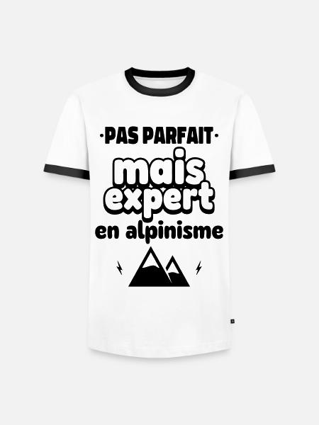 expert en alpinisme - T-shirt contrasté Homme - blanc/noir