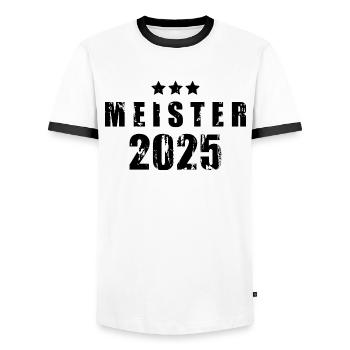 Meister 2025 - Männer Kontrast-T-Shirt - Weiß/Schwarz - Vorne - AI Model Female 172 light (172cm) & AI Model Male 178 dark (178cm)
