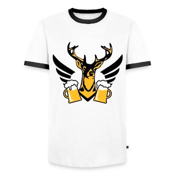 Chic Hirsch aile bière d'une chope de bière - T-shirt contrasté Homme - blanc/noir - Devant - AI Model Female 172 light (172cm) & AI Model Male 178 dark (178cm)