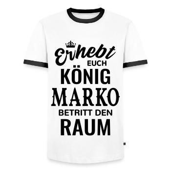 Name Marko Geschenkidee Geburtstag lustig König - Männer Kontrast-T-Shirt - Weiß/Schwarz - Vorne - AI Model Female 172 light (172cm) & AI Model Male 178 dark (178cm)