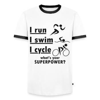Triathlon I run i swim i cycle - Männer Kontrast-T-Shirt - Weiß/Schwarz - Vorne - AI Model Female 172 light (172cm) & AI Model Male 178 dark (178cm)