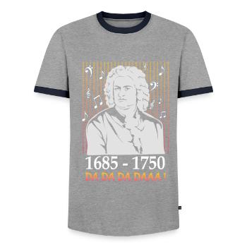 Johann Sebastian Bach - T-shirt contrasté Homme - gris/marine  - Devant - AI Model Female 172 light (172cm) & AI Model Male 178 light (178cm)