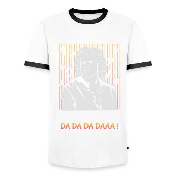 Johann Sebastian Bach - T-shirt contrasté Homme - blanc/noir - Devant - AI Model Female 172 light (172cm) & AI Model Male 178 dark (178cm)