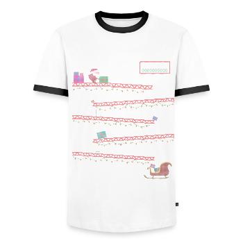 Pull de Noël laid de cadeaux de jeu rétro - T-shirt contrasté Homme - blanc/noir - Devant - AI Model Female 172 light (172cm) & AI Model Male 178 dark (178cm)