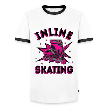 Inline Skating Inline-Skates - Männer Kontrast-T-Shirt - Weiß/Schwarz - Vorne - AI Model Female 172 light (172cm) & AI Model Male 178 dark (178cm)