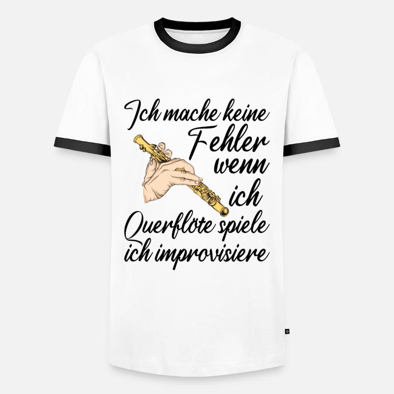 Querflöte - Männer Kontrast-T-Shirt - Weiß/Schwarz