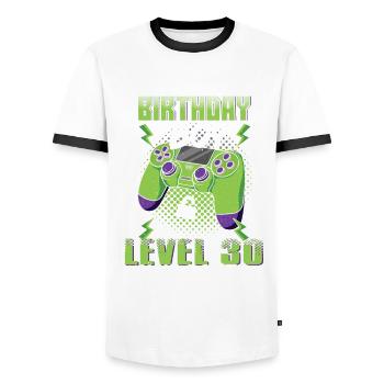 Gamer Boy Video Game Lover Age 30 Unlocked - Männer Kontrast-T-Shirt - Weiß/Schwarz - Vorne - AI Model Female 172 light (172cm) & AI Model Male 178 dark (178cm)