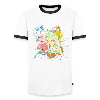 Colorful Bone Halloween Muertos Day Of Dead Sugar - Männer Kontrast-T-Shirt - Weiß/Schwarz - Vorne - AI Model Female 172 light (172cm) & AI Model Male 178 dark (178cm)