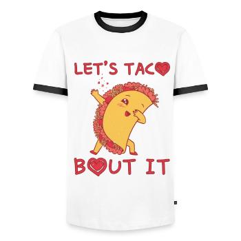 Talk About Cute Kawaii Heart Dab Dabbing Taco - Men's Ringer Shirt - white/black - Front - AI Model Female 172 light (172cm) & AI Model Male 178 dark (178cm)