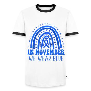 Wear In November Blue Diabetes Awareness Month - Männer Kontrast-T-Shirt - Weiß/Schwarz - Vorne - AI Model Female 172 light (172cm) & AI Model Male 178 dark (178cm)