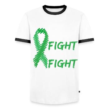 September Green Ribbon Lymphoma Cancer Awareness - Men's Ringer Shirt - white/black - Front - AI Model Female 172 light (172cm) & AI Model Male 178 dark (178cm)