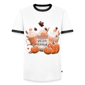 Spice Pumpkin Fall Thanksgiving Season Autumn - Men's Ringer Shirt - white/black - Front - AI Model Female 172 light (172cm) & AI Model Male 178 dark (178cm)