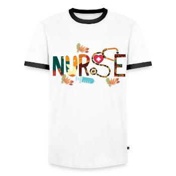 Infirmière autorisée Automne Automne Action de grâce - T-shirt contrasté Homme - blanc/noir - Devant - AI Model Female 172 light (172cm) & AI Model Male 178 dark (178cm)
