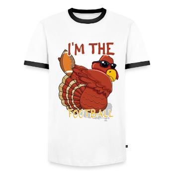 Rugby Dab Dabbing Turkey Football Fan Thanksgiving - Men's Ringer Shirt - white/black - Front - AI Model Female 172 light (172cm) & AI Model Male 178 dark (178cm)