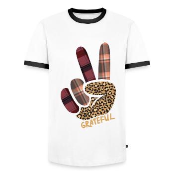 Turquie Amour Paix Automne Modèle Thanksgiving - T-shirt contrasté Homme - blanc/noir - Devant - AI Model Female 172 light (172cm) & AI Model Male 178 dark (178cm)