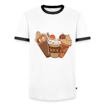 Pumpkin Drink Thanksgiving Season Autumn - Men's Ringer Shirt - white/black - Front - AI Model Female 172 light (172cm) & AI Model Male 178 dark (178cm)