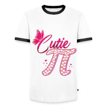 Schmetterling Niedlich Pi Mathe Urlaub Mathematik Pi Tag - Männer Kontrast-T-Shirt - Weiß/Schwarz - Vorne - AI Model Female 172 light (172cm) & AI Model Male 178 dark (178cm)