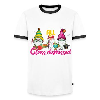 Gnomes Happy Summer Day Of School Class Love - Men's Ringer Shirt - white/black - Front - AI Model Female 172 light (172cm) & AI Model Male 178 dark (178cm)