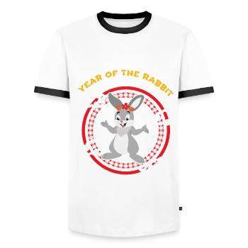 Year Of Rabbit Cute Kawaii Chinese New Year - Men's Ringer Shirt - white/black - Front - AI Model Female 172 light (172cm) & AI Model Male 178 dark (178cm)