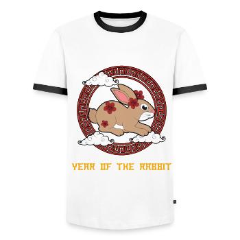 Year Of The Rabbit Cute Kawaii Chinese New Year - Men's Ringer Shirt - white/black - Front - AI Model Female 172 light (172cm) & AI Model Male 178 dark (178cm)