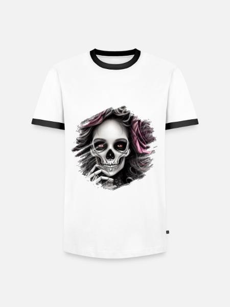 Crâne de squelette - T-shirt contrasté Homme - blanc/noir