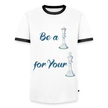 Be A Queen For Your King - Chess Couple - Men's Ringer Shirt - white/black - Front - AI Model Female 172 light (172cm) & AI Model Male 178 dark (178cm)