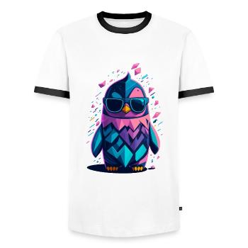 Niedlicher cooler Pinguin - Männer Kontrast-T-Shirt - Weiß/Schwarz - Vorne - AI Model Female 172 light (172cm) & AI Model Male 178 dark (178cm)