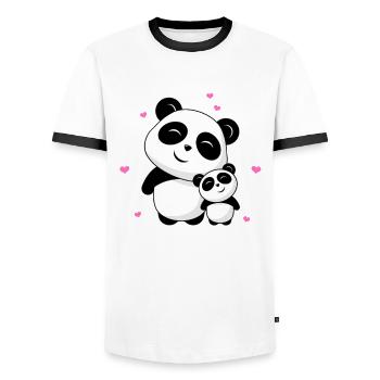 I'm The Little Sister - Kleine Panda Schwester - Männer Kontrast-T-Shirt - Weiß/Schwarz - Vorne - AI Model Female 172 light (172cm) & AI Model Male 178 dark (178cm)