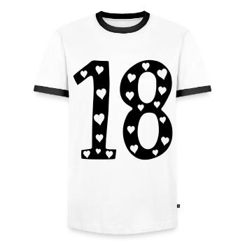 18e anniversaire avec cœur - T-shirt contrasté Homme - blanc/noir - Devant - AI Model Female 172 light (172cm) & AI Model Male 178 dark (178cm)