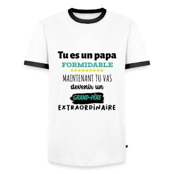 Futur grand-père cadeau annonce de grossesse - T-shirt contrasté Homme - blanc/noir - Devant - AI Model Female 172 light (172cm) & AI Model Male 178 dark (178cm)