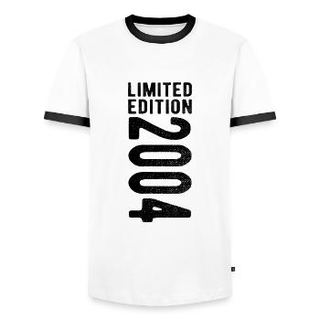 limited edition 2004 - Men's Ringer Shirt - white/black - Front - AI Model Female 172 light (172cm) & AI Model Male 178 dark (178cm)