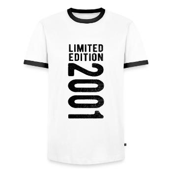 limited edition 2001 - Männer Kontrast-T-Shirt - Weiß/Schwarz - Vorne - AI Model Female 172 light (172cm) & AI Model Male 178 dark (178cm)