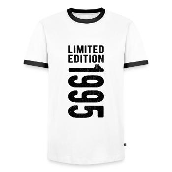 édition limitée 1995 - T-shirt contrasté Homme - blanc/noir - Devant - AI Model Female 172 light (172cm) & AI Model Male 178 dark (178cm)