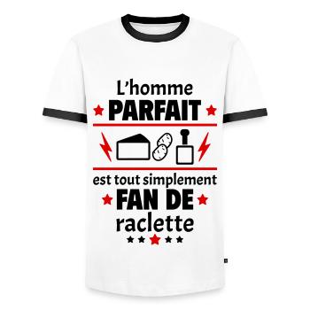 Homme parfait est fan de raclette, fête des pères - T-shirt contrasté Homme - blanc/noir - Devant - AI Model Female 172 light (172cm) & AI Model Male 178 dark (178cm)