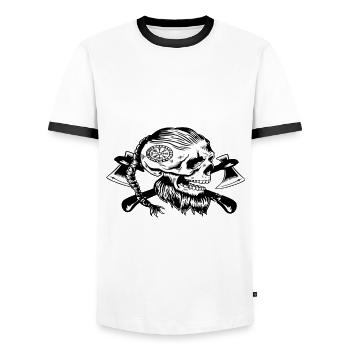 Viking Skull Skull Nordic - T-shirt contrasté Homme - blanc/noir - Devant - AI Model Female 172 light (172cm) & AI Model Male 178 dark (178cm)