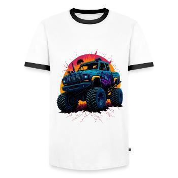 Monster truck - Men's Ringer Shirt - white/black - Front - AI Model Female 172 light (172cm) & AI Model Male 178 dark (178cm)