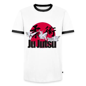 Ju-Jutsu Ju Jutsu Jiu Jiu Jitsu Arts martiaux Arts martiaux - T-shirt contrasté Homme - blanc/noir - Devant - AI Model Female 172 light (172cm) & AI Model Male 178 dark (178cm)