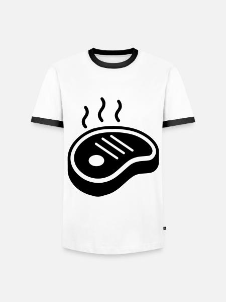 Steak icon Silhouette - Männer Kontrast-T-Shirt - Weiß/Schwarz