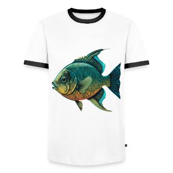 Der Fisch - Männer Kontrast-T-Shirt - Weiß/Schwarz - Vorne - AI Model Female 172 light (172cm) & AI Model Male 178 dark (178cm)