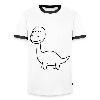 Dinosaur brontosaurus Comic - Men's Ringer Shirt - white/black - Front - AI Model Female 172 light (172cm) & AI Model Male 178 dark (178cm)
